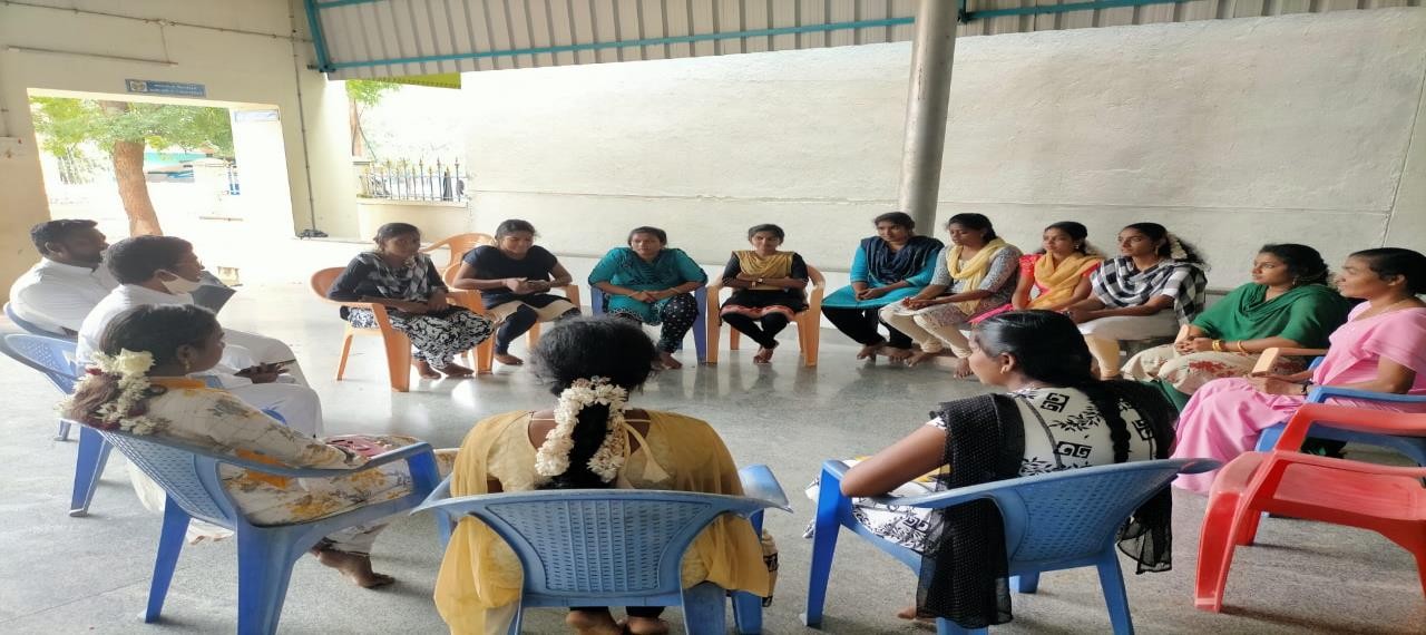 Women's group meeting run by Annai Scholastica Trust